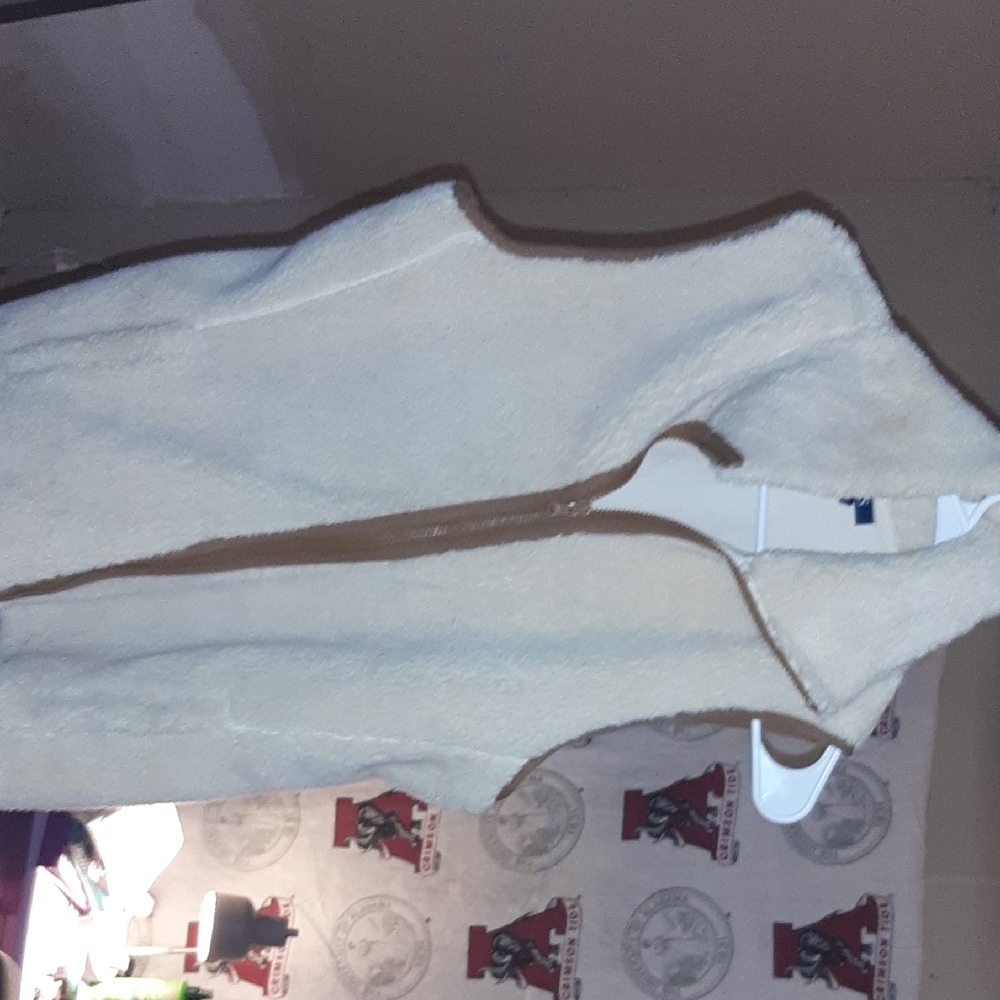 Chaps Cream and Brown Fleece Vest
